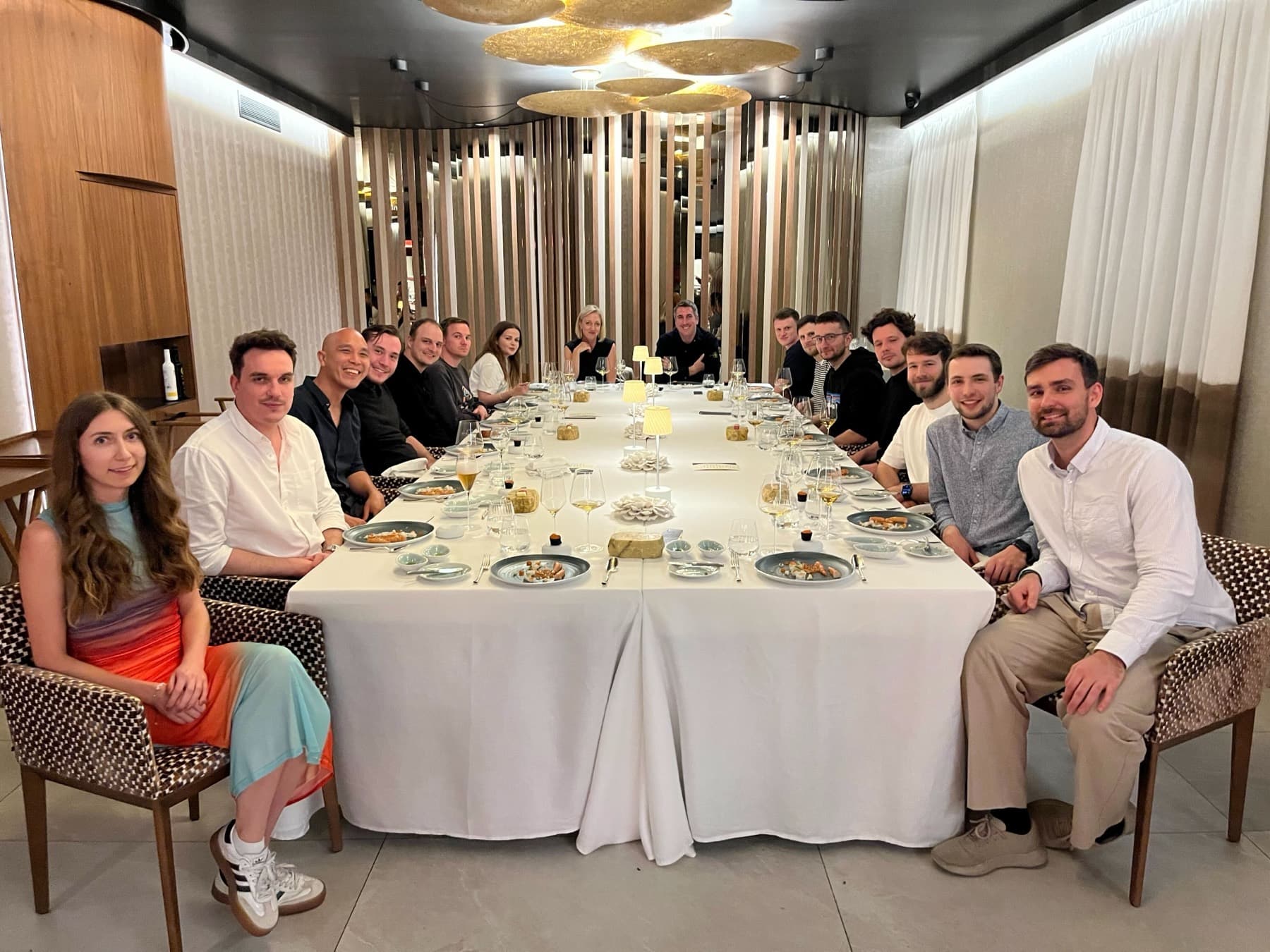 The whole team around one table at the Marbella offsite