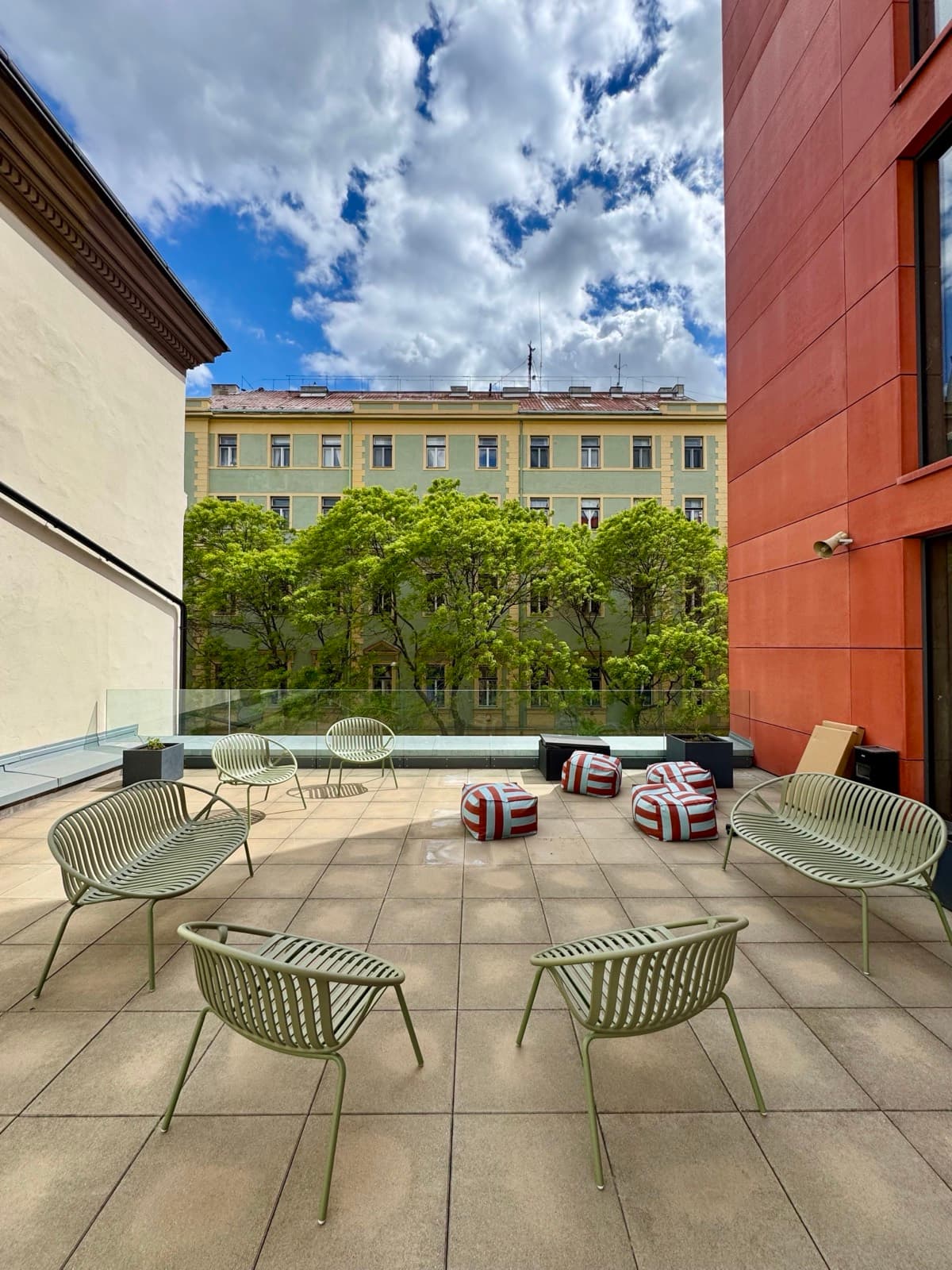 The rooftop terrace at the Prague office